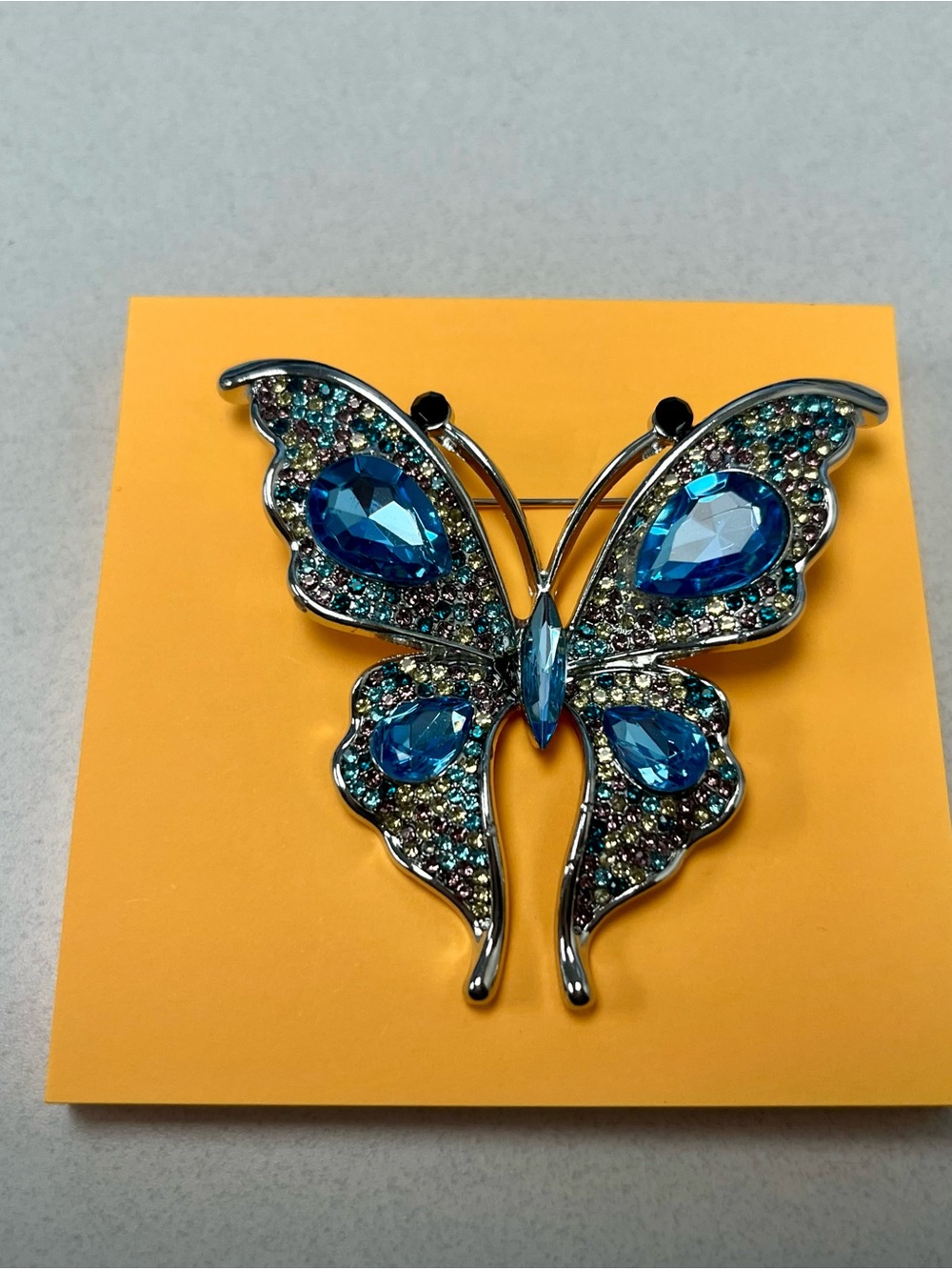 Blue Crystal Butterfly Brooch - Women's Jewelry